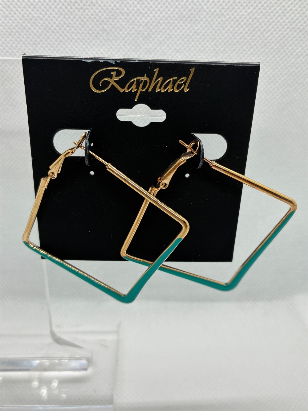 3For$20 Raphael Gold & Teal Square Hoop Earrings